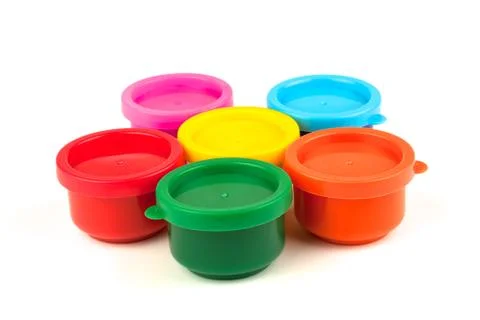 Five color paint cans Stock Photos