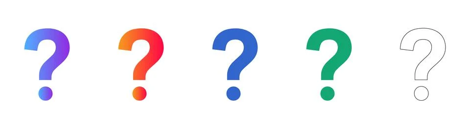 Five Color Question Mark Symbol Set Stock Illustration
