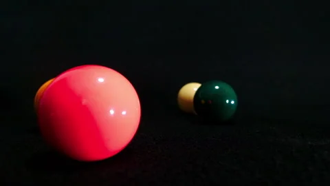 Five colored billiard balls entering the frame Stock Footage 247301397