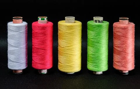 Five colored coils on a black background 写真素材