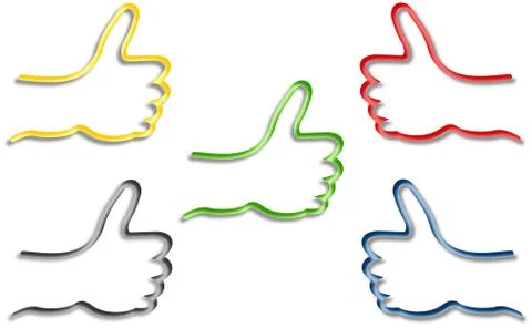 Five colored hands with thumb up Stock Illustration