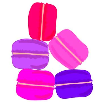Five colored macaroons vector icon Stock Illustration