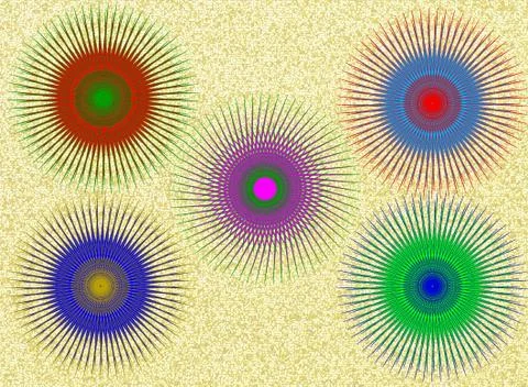 Five colored stars on a yellow background Stock Illustration