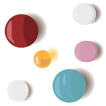 Five colored tablets and one capsule. Seamless pattern. Vector stock illustra Stock Illustration