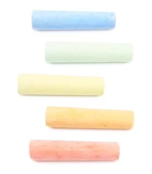 Five colorful chalks Stock Photos