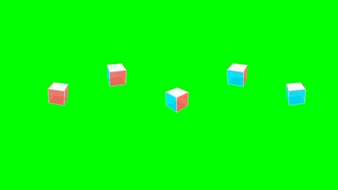 Five colorful isometric cubes floating against a vibrant chroma key green b.. Stock Footage 340266672