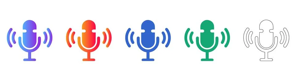 Five Colorful Studio Microphone Icons Stock Illustration
