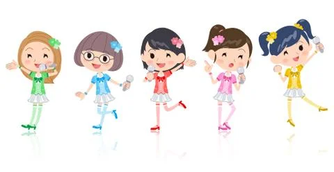Five colors Pop idol Illustrazione stock