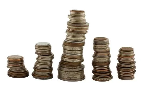 Five columns of the coins Stock Photos