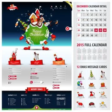 Five components website template for christmas Stock Illustration