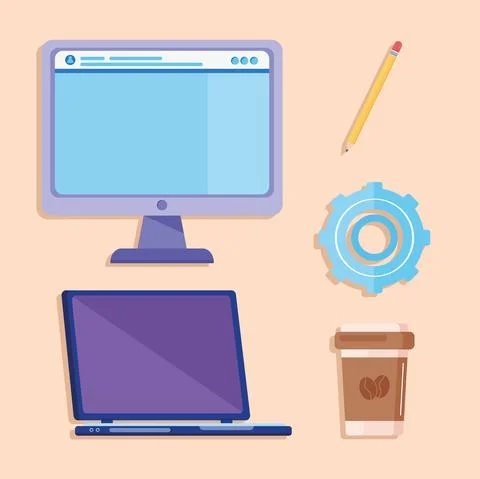 Five computers technology icons 스톡 일러스트