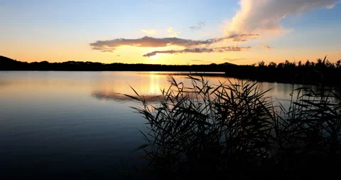 Five connective Lakes at sunset Stock Footage 211276385