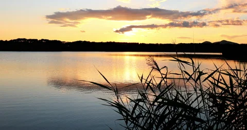 Five connective Lakes at sunset Stock Footage 211287315