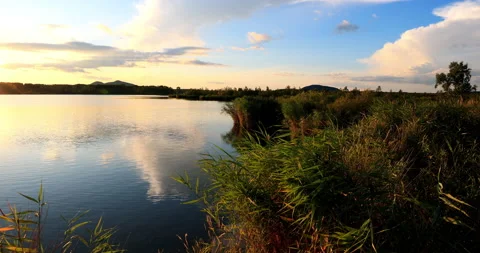 Five connective Lakes at sunset Stockbeeldmateriaal 211303814