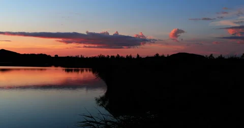 Five connective Lakes at sunset Stock Footage 211311644