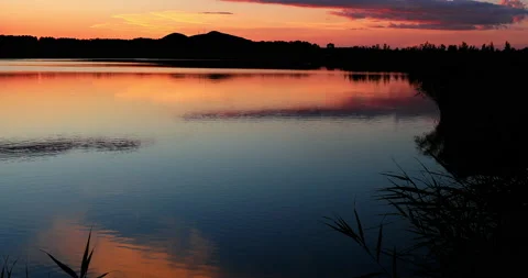 Five connective Lakes at sunset Stock Footage 211312331