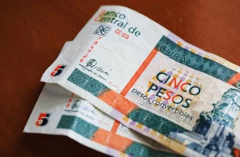 Five convertible cuban peso notes Stock Photos