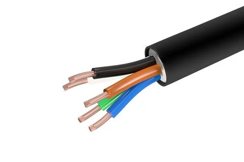 Five core electric power copper cable wire Stock Photos