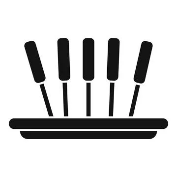 Five corn dogs standing upright in a rectangular tray 스톡 일러스트