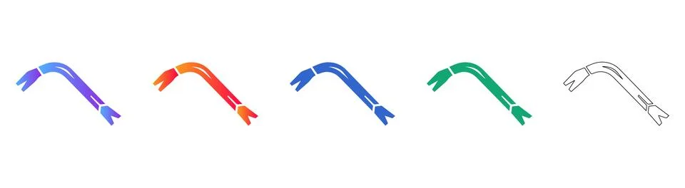 Five Crowbar Tool Icons Vector Illustration Stock Illustration
