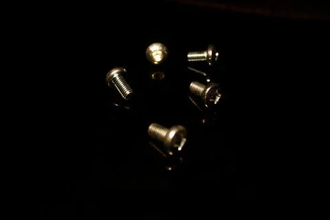 Five data cabinetl  screw isolated on black with reflections Stock Photos