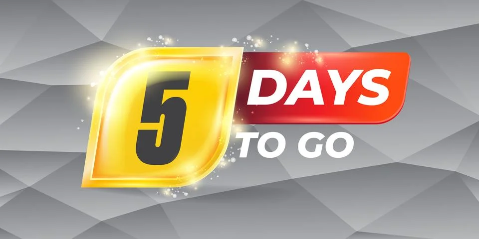 Five days to go countdown horizontal banner design template. 5 days to go sale Stock Illustration