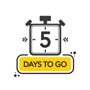 Five Days to go. Flat style on white background. Countdown timer. Vector illu Stock Illustration