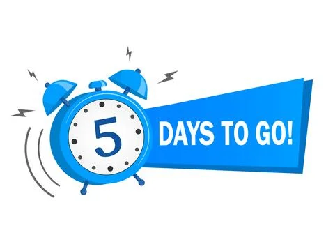 Five days to go. Vector stock illustration on white background. label, blue イラスト素材
