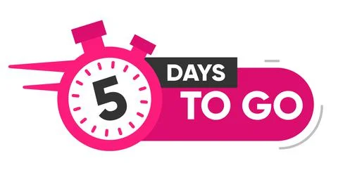 Five Days Left Icon. 5 Days To Go. Stock Illustration