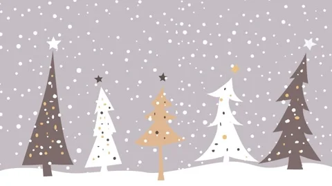 Five decorated christmas trees standing in the snow with snow falling and s.. Stock Footage 316280762