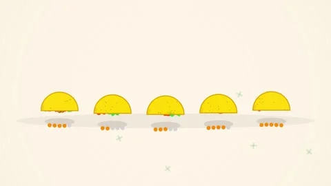 Five Delicious Tacos Floating on a Light Background - Fun Food Animation Stock Footage 346661600
