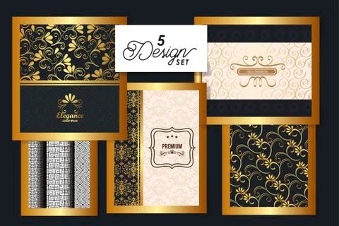 Five designs of victorian elegance frames Illustrazione stock