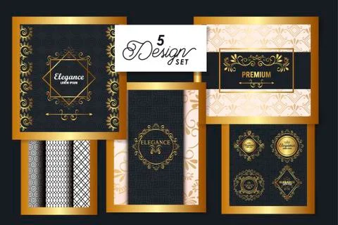 Five designs of victorian elegance frames Illustrazione stock