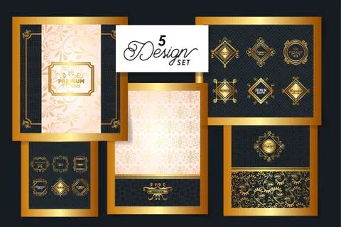 Five designs of victorian elegance frames Illustrazione stock