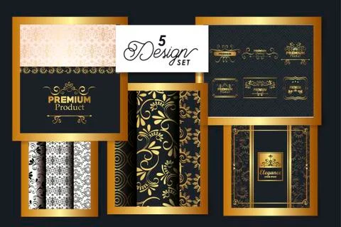 Five designs of victorian elegance frames Illustrazione stock