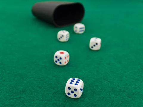 Five Dices on the Green Stock Photos