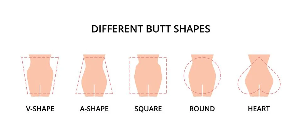 Five different butt shapes vector illustration Illustrazione stock