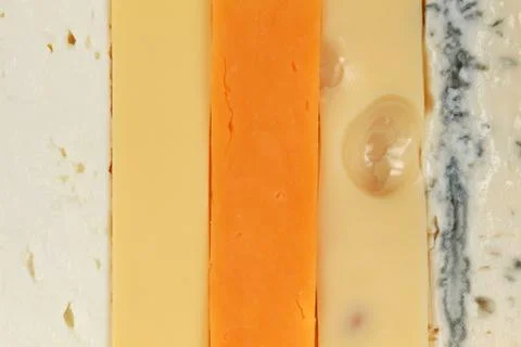 Five different types of cheese Stock Photos