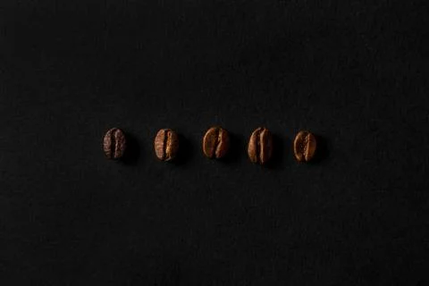 Five different types of coffee beans Stock Photos