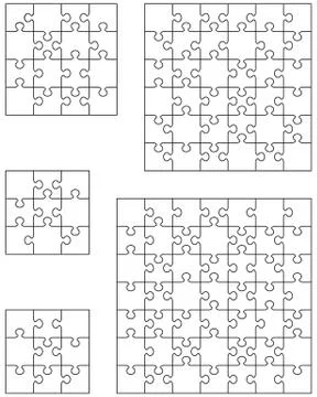 Five different white puzzle Stock Illustration