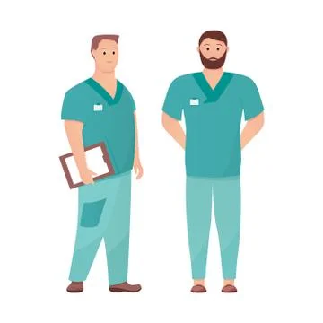 Five doctors standing tall on isolated background Stock Illustration
