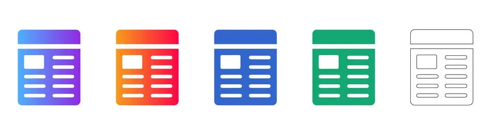 Five Document or Article Page Icons Ilustração Stock