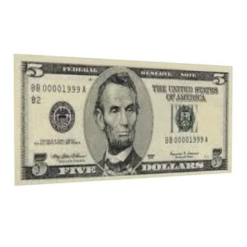 A five dollar bill with Abraham Lincoln on it 스톡 일러스트