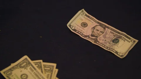 Five Dollar Bill and Five Ones Stock Footage 94159880