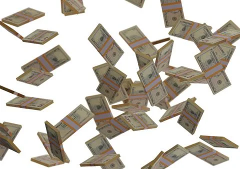 Five dollar stack of money, 3D render, illustration, Dollar Bills isolated on イラスト素材