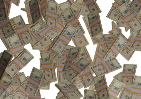 Five dollar stack of money, 3D render, illustration, Dollar Bills isolated on イラスト素材