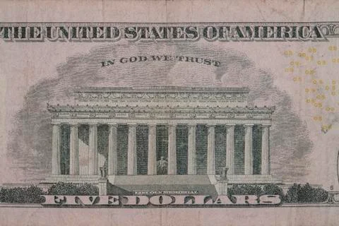 Five dollars bill macro Stock Photos