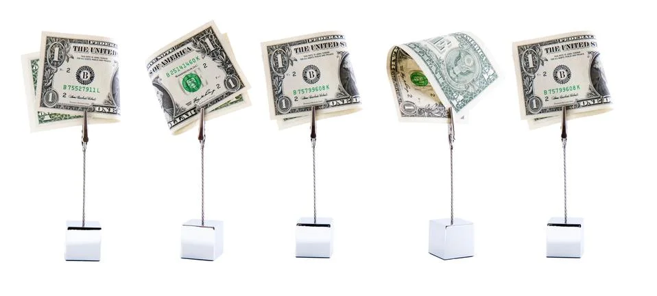 Five dollars in a row Stock Photos