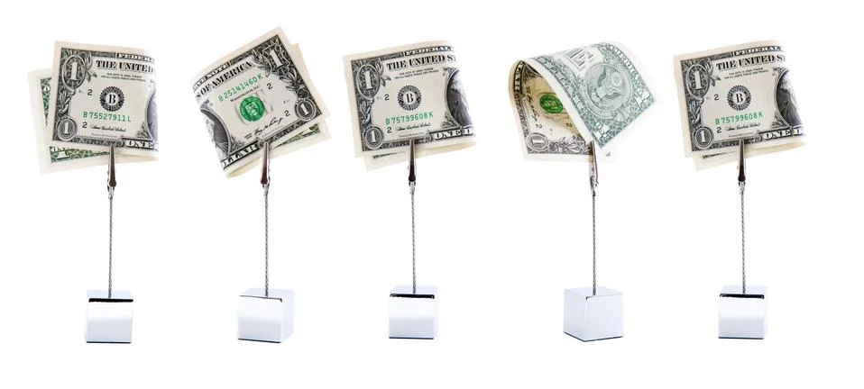 Five dollars in a row Stock Photos