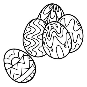 Five Easter Eggs Isolated Coloring Page for Kids Stock Illustration